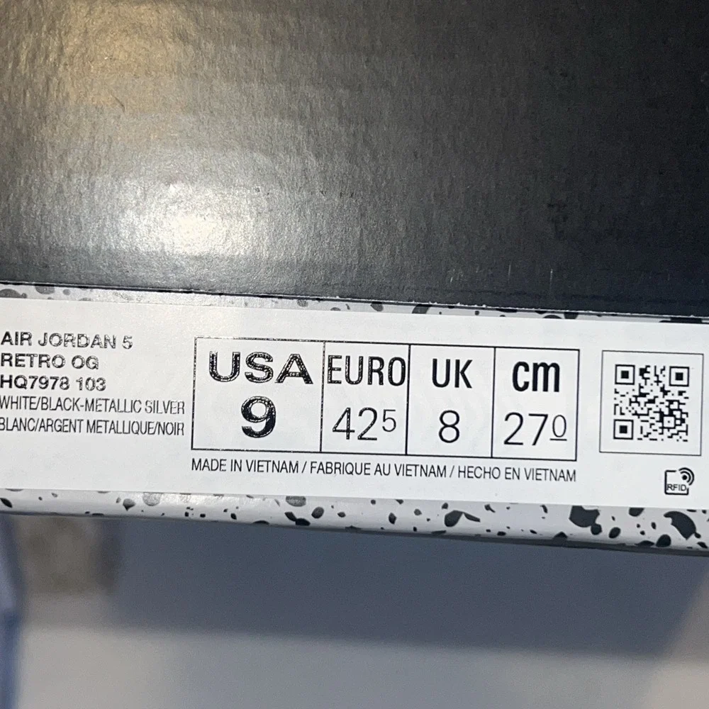 Size 9 - Air Jordan 5 Retro 2026 White Metallic